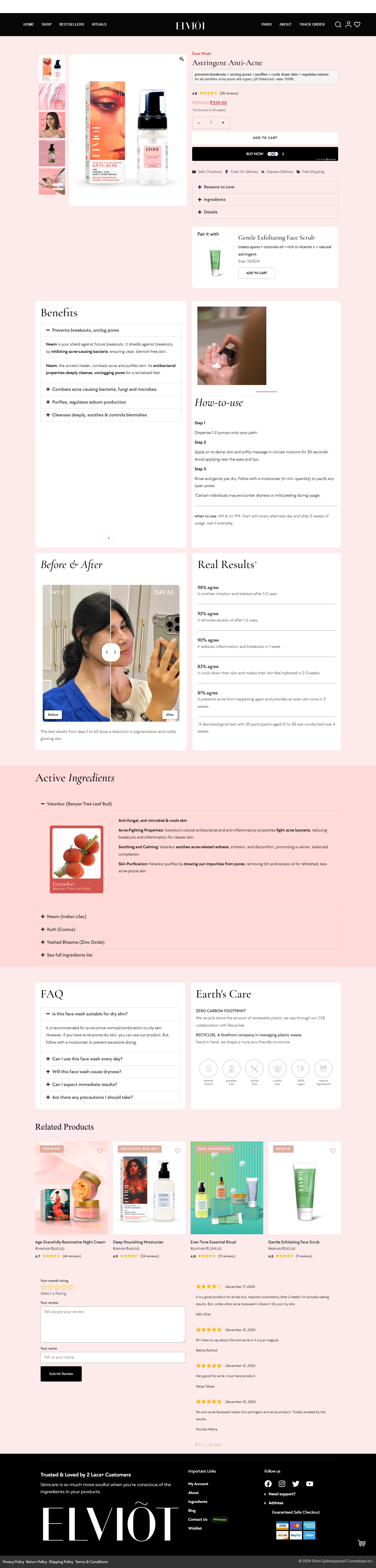 elviot customized woocommerce online store for skin care products with designed in pastel colors.