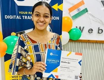 Mehak Kaur  received a Digital Marketing certificate from Webcooks after successfully completing their training . 