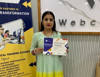 A student being certified in python programming language by the webcooks
